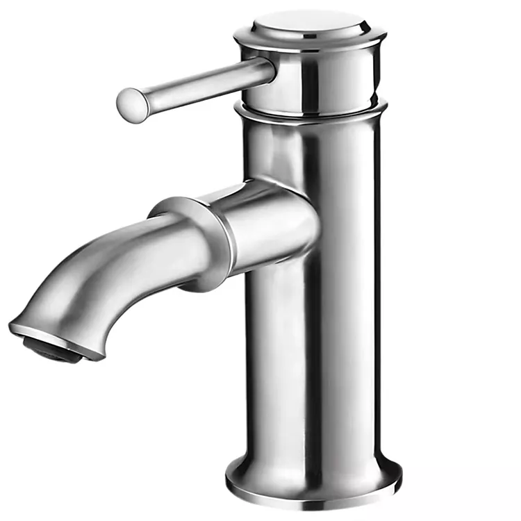 Rubinetto per lavabo caldo e freddo monoforo con giunzione in bambù