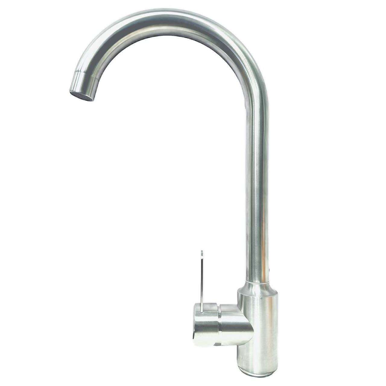Rubinetto per lavabo girevole monocomando sottile in acciaio inossidabile spazzolato