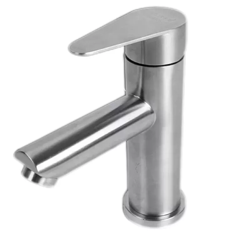 Rubinetto per lavabo caldo e freddo con maniglia piatta cilindrica