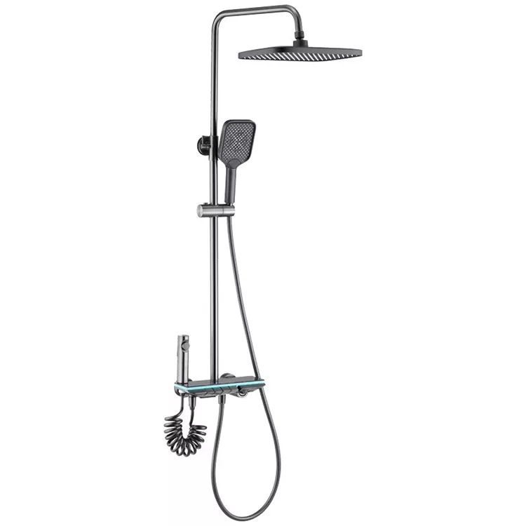 Set soffione doccia a pannello grande con luce digitale a LED