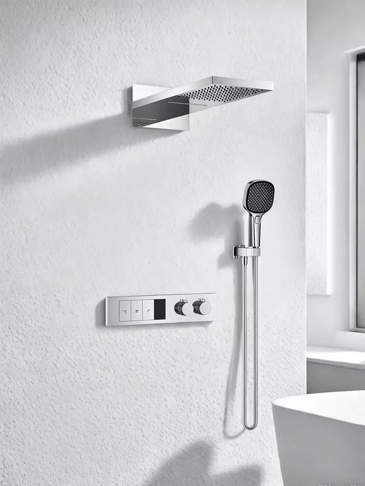 Concealed thermostatic overhead shower and handheld shower set