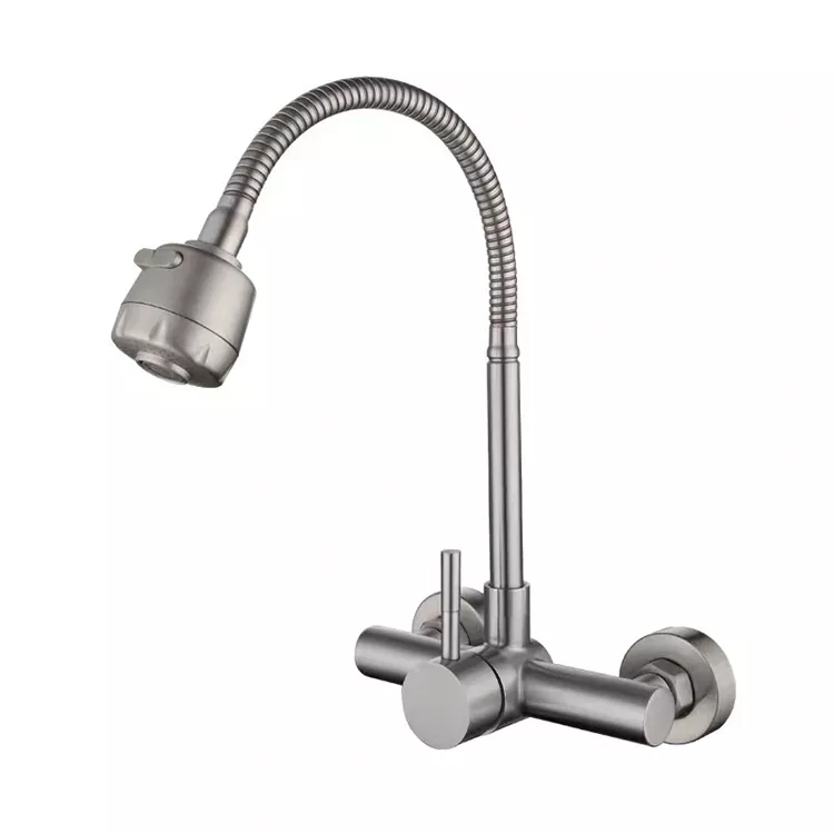 Rubinetto universale per acqua calda e fredda a doppio foro a parete da cucina