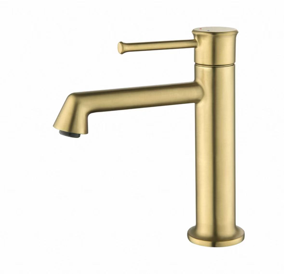 Rubinetto monocomando cilindrico in oro opaco