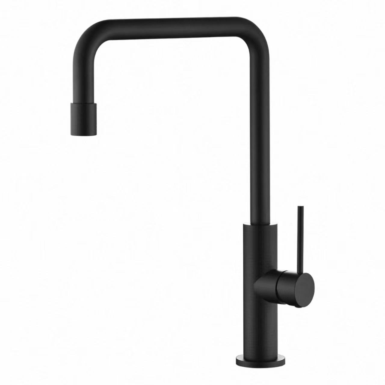 Rubinetto per cucina calda e fredda con tubo zigrinato minimalista a forma di L