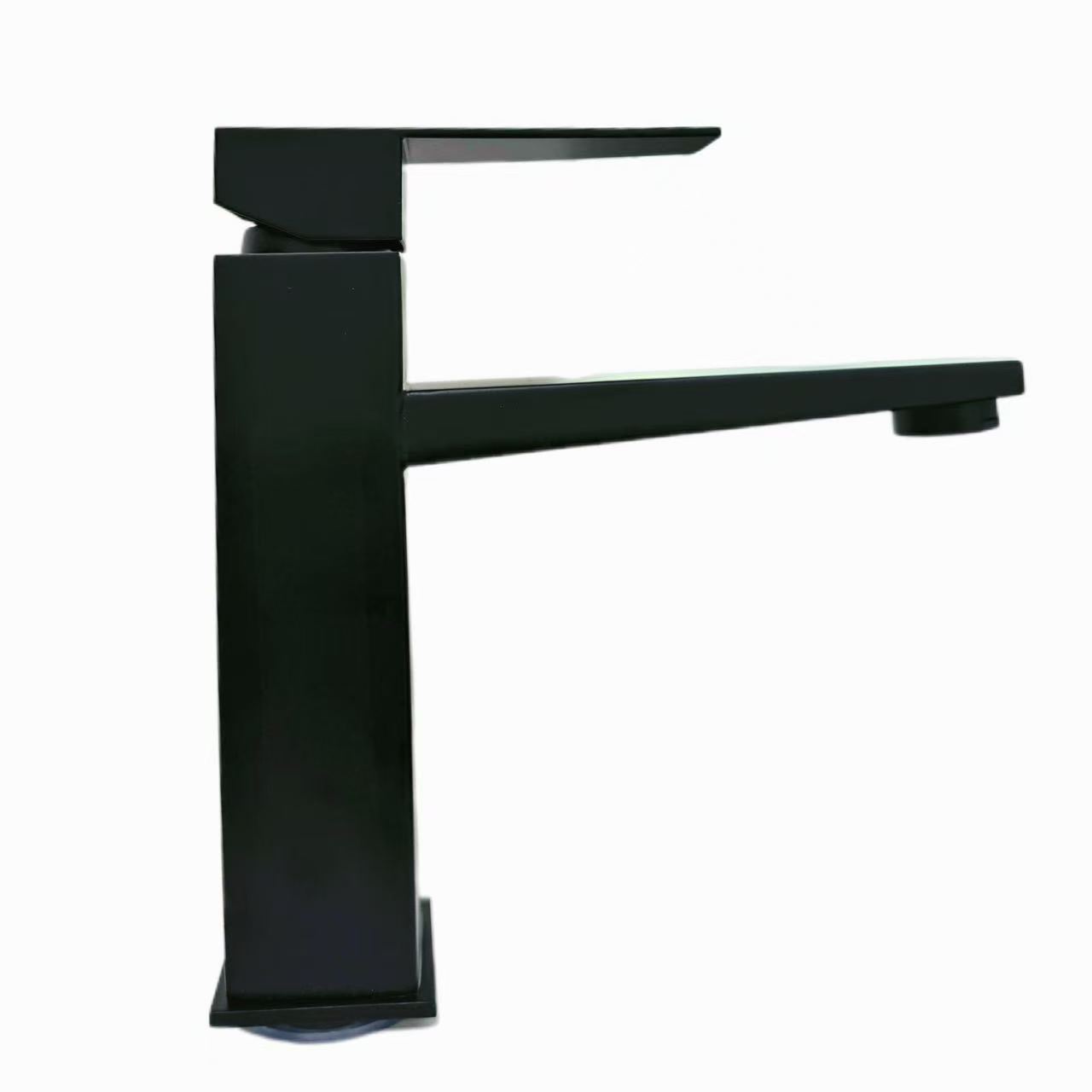 Rubinetto per lavabo quadrato nero satinato in stile moderno e minimalista