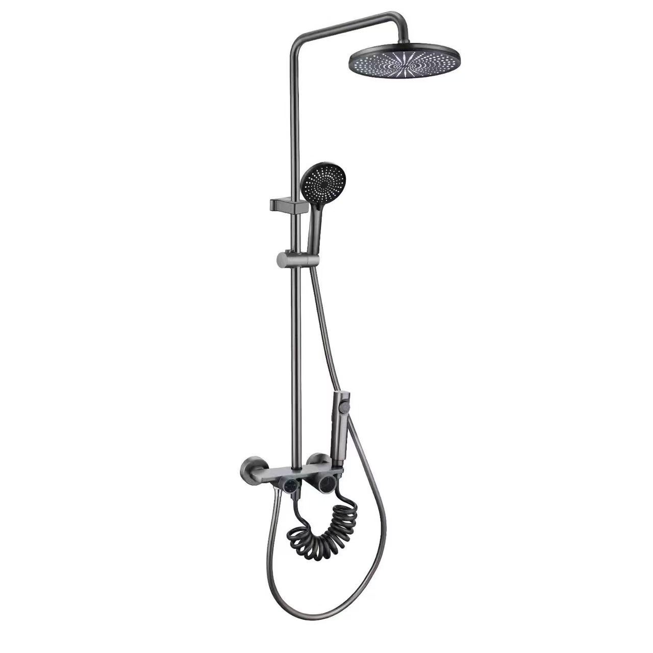 Set doccia a pioggia rotondo con doppie manopole