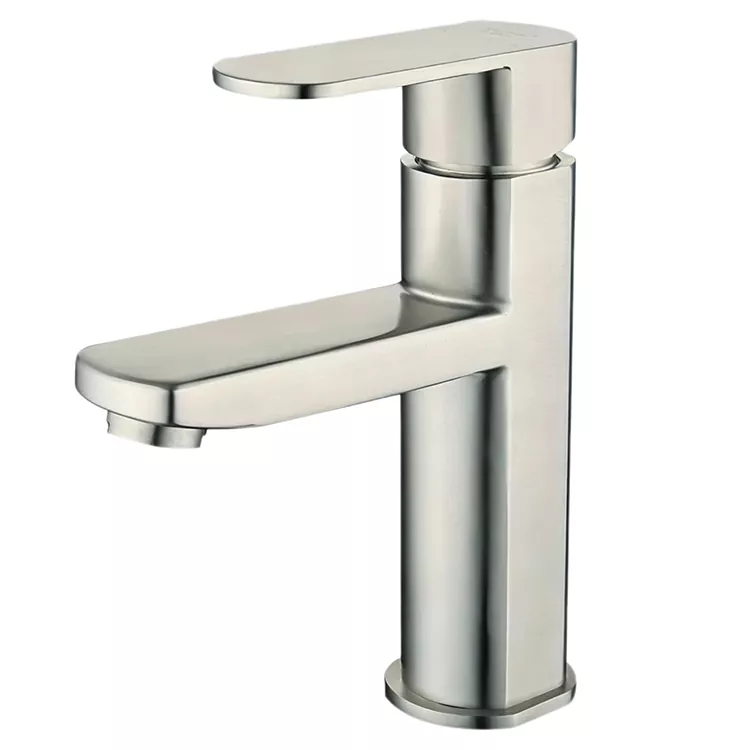 Rubinetto per lavabo caldo e freddo con corpo tondo a colonna quadrata